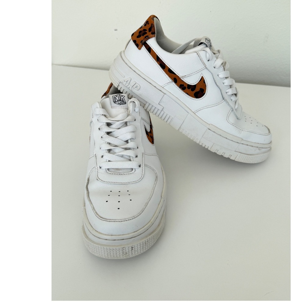 Nike Air Force 1 Pixel Leopard White Sneakers DH9632-101 Low Top Sz 8.5 Baddie - Picture 10 of 16